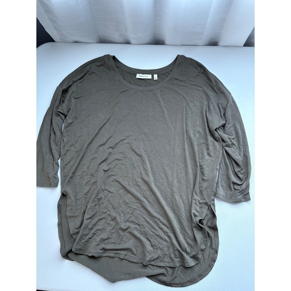 Babaton Womens Top Size S Olive Green 3/4 Sleeve Casual Blouse Tunic